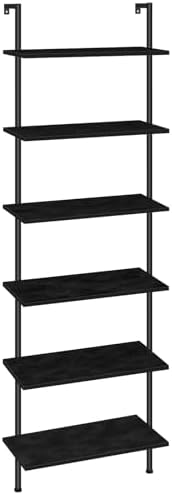 HOOBRO DIY Ladder Shelf, 6-Tier Wall Mounted Bookshelf, Office Vertical Bookcase by HOOBRO