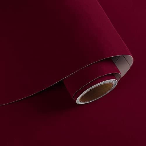 VaryPaper 15.7''x78.7'' Self Adhesive Felt Velvet Fabric Dark Red Velvet by VaryPaper