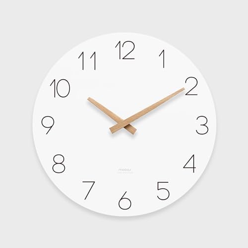 mooas Flatwood Wall Clock, 9.8" Non-Ticking Sweep Movement by mooas