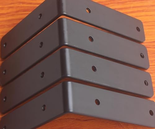 32 Pack - L 6" x H 6" x W1.5, 5mm Thick Black L Shelf Bracket, Iron Shelf - Image 5