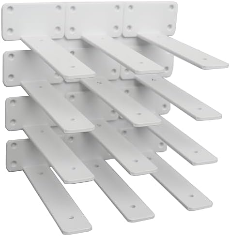 20 Pack - 6 inch White Hidden L Shelf Bracket Iron Floating Shelf Brackets by MHMYDZ