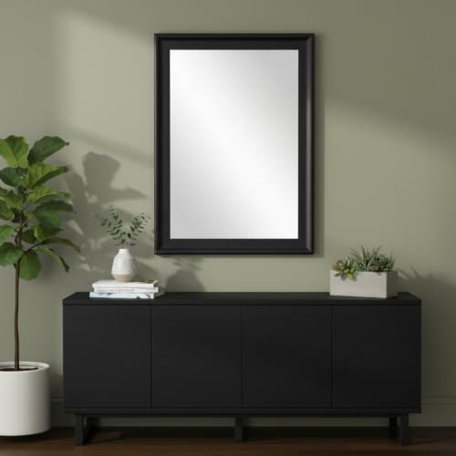 CULER Black Wall Mirror for Bathroom, Rectangle Rustic 24 x 32 inch - Image 4