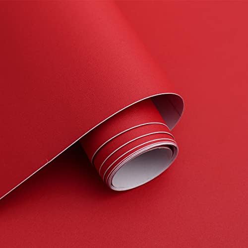 15.7" x 118" Thicken Red Wallpaper Red Contact Paper Solid Color Peel and Stick by Micpolo