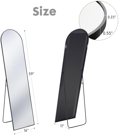 DUMOS 59"x16" Arched Full Length Floor Mirror, Full Body Mirror - Image 2