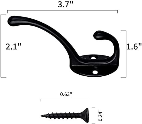 IBosins 30 Pack Heavy Duty Utility Black Dual Coat Hooks - Image 2