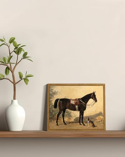 ARPEOTCY Framed Canvas Horse Wall Art, Horse and Dog Art Print - Image 2