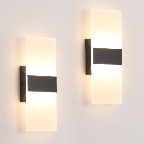 Joosenhouse Modern Black LED Wall Sconce Set of 2, Hardwired Wall Light by Joosenhouse