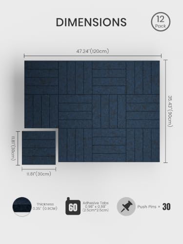 Bumusty 48" x 36" Large Cork Board Alternative, Carbon Blue - Image 2