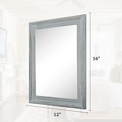 Wooden Mirror Rectangle Rustic Hanging Mirror Farmhouse Modern Bathroom Bedroom - Image 6
