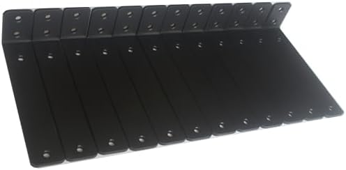 12 Pack - L 8" x H 2" x W1.5, 5mm Thick Black L Shelf Bracket, Iron Shelf by MHMYDZ
