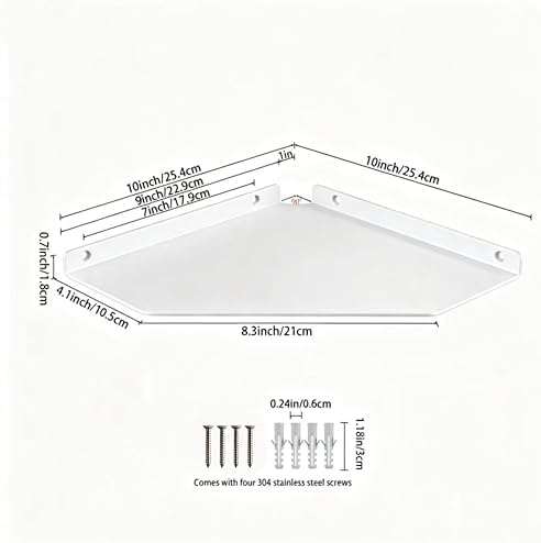 10 Inch White Floating Corner Shelf Wall Mounted, Large Triangle Storage Shelf - Image 3