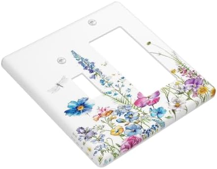 Outlet Covers Boho Colorful Flowers Plants And Dragonflies 1 Toggle 1 Rocker - Image 3