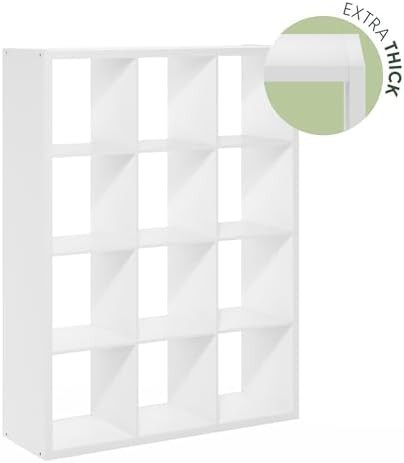 Furinno Cubicle Book Shelf, 12-Cube Bookshelf, Extra Thick Frame Reversible - Image 5