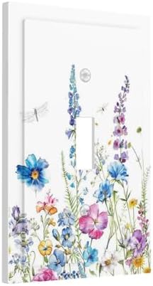 Decorative Light Switch Cover Boho Colorful Flowers Plants And Dragonflies 1 - Image 2