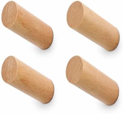 evory 4 Pack Coat Hooks Mounted Rustic Wooden Heavy Duty Robe Hook by Evory