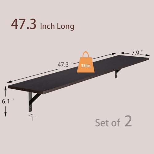 DINZI LVJ Long Wall Shelves, 47.3Inch Wooden Floating Shelves - Image 3