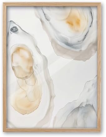 iHery 12x16in Abstract Oyster Framed Coastal Wall Art by iHery