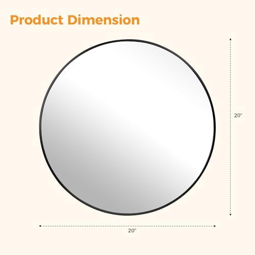 DUMOS 20 Inch Round Wall Mirror, Bathroom Mirror - Image 2