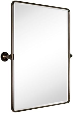 Farmhouse Pivot Rectangle Bathroom Mirror Oil Rubbed Bronze Metal Framed - Image 4