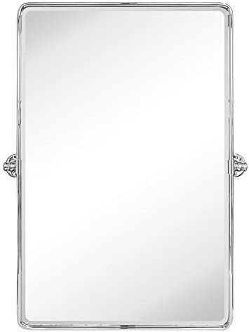 TEHOME Chrome Pivot Rectangle Bathroom Vanity Mirrror Farmhouse Tiltable - Image 2