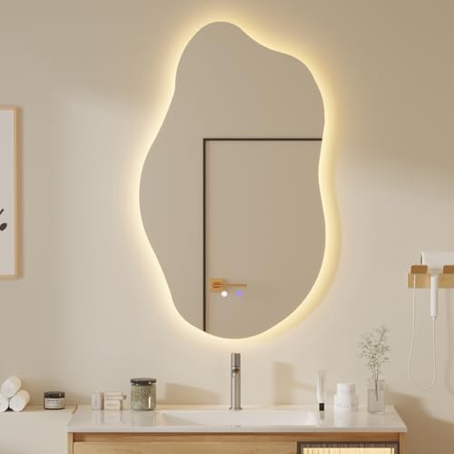 QDSSDECO 19.7" x 33.5" Cloud LED Wall Mirror, 3 Colors by QDSSDECO