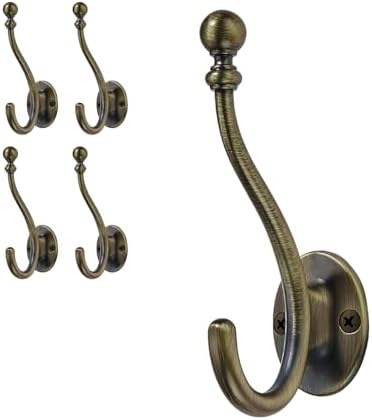 AVICCI 5 Pack Coat Hooks Brushed Brass Coat Hook, Heavy Duty Hooks Decorative by Home