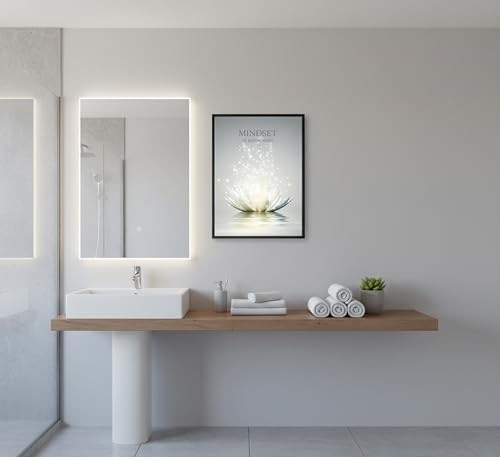 Framed Lotus Wall Art, Mindset is Everything Bathroom Decor - Image 2