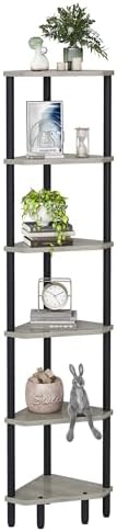6 Tier Corner Shelf, 66.5'' Tall Standing Shelf, Narrow Display Shelf Stand by IRCPEN