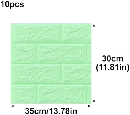 10PCS 3D Brick Wall Panel, Light Green - Image 2