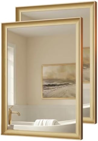 USHOWER 2 Pack 22x30 Inch Brushed Gold Bathroom Mirrors by USHOWER