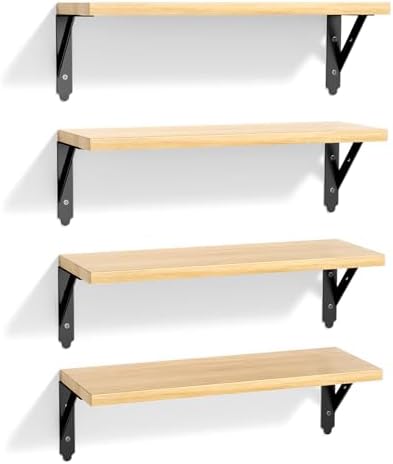 ROMGUAR CRAFT Wood Wall Floating Shelves Set of 4 by ROMGUAR+CRAFT