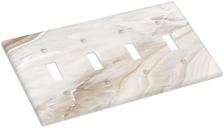 Light Switch Covers Beige Marble Pattern Quad Toggle 4 Gang Wall Plate - Image 3