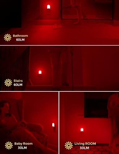 L LOHAS LED Motion Sensor Night Light, Sleep Aid Red, 4 Pack - Image 5