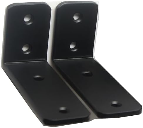 2 Pack - L 4" x H 2" x W1.5, 5mm Thick Black L Shelf Bracket, Iron Shelf by MHMYDZ