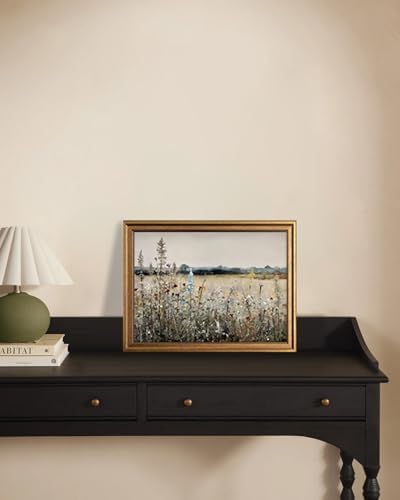 KBKBART Gold Framed Canvas Wall Art, Landscape Wildflower Prints 12x16inch - Image 5