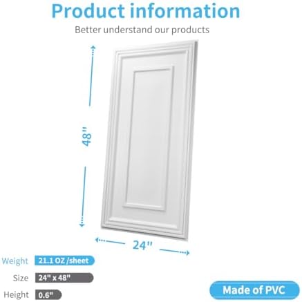 Art3d PVC Ceiling Tiles, 3D Plastic Sheet in White, 2 × 4 ft - Image 4