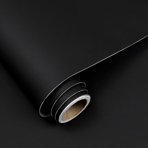 Black Peel and Stick Wallpaper 15.7"x393" Solid Colour Contact Paper Modern by Uooar