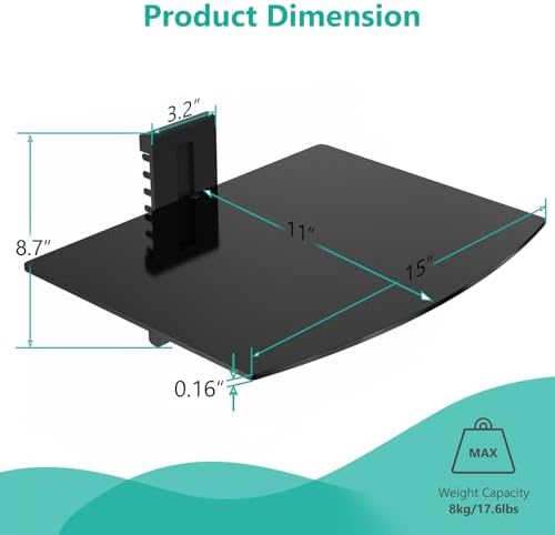 WALI 1 Tier Glass Floating TV Wall Shelf - Image 3