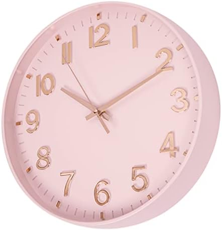 HZDHCLH 12 Inch Silent Wall Clock Battery Operated Non Ticking Pink - Image 3