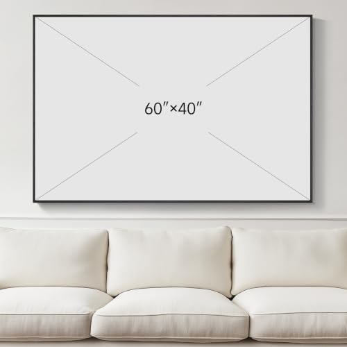 Extra Large Framed Neutral Blue Gray Abstract Wall Art, Horizontal 60x40 In - Image 7