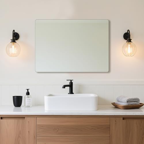 Bathroom Mirror for Over Sink 28x20 Inch Frameless Wall Mirror Rectangle - Image 7
