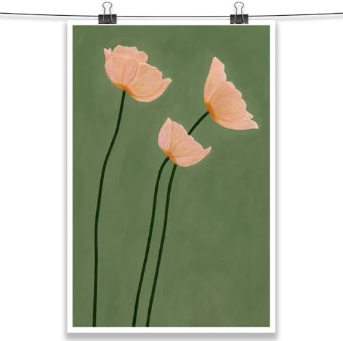 Olive Green Botanical Wall Art Vintage Peony Blush Trio Poster Prints - Image 2