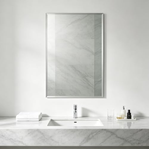 Bathroom Mirror for Over Sink 24x16 Inch Frameless Wall Mirror Rectangle - Image 2