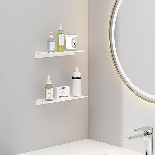 JOOM White Floating Shelves for Wall Storage, Metal Wall Shelves for Living Room - Image 6