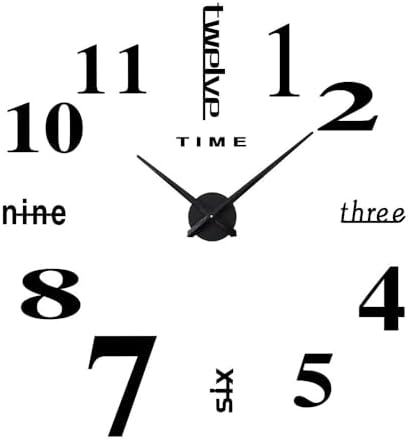 Large Black 3D Frameless Wall Clock Stickers DIY Wall Decoration - Image 2
