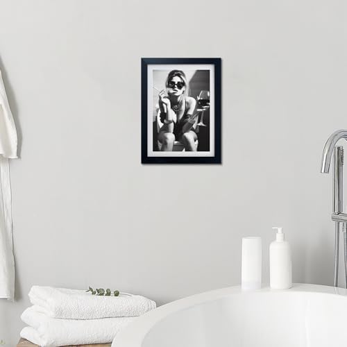 Framed Black and White Bathroom Wall Art Girl on Toilet Decor Woman on Toilet - Image 5