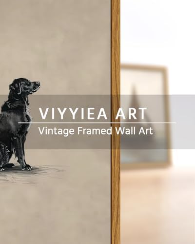 VIYYIEA Vintage Framed Black Dog Wall Art, Bedroom Living Room Minimalist - Image 6