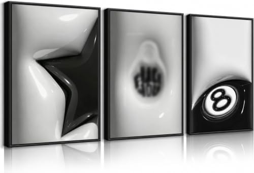 3Pcs Lucky 8 Ball Wall Art, 12x16 Inch by Unknown