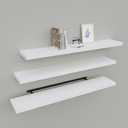 White Floating Shelves for Wall Set of 3 by Upassion