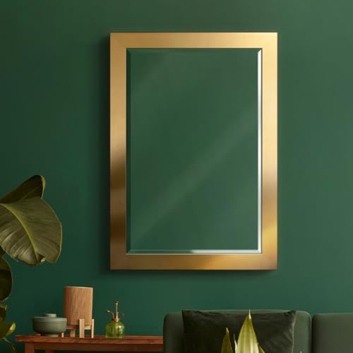 Renditions Gallery Rectangular Shiny Gold Wood Framed Body Mirror Verticle Or - Image 4